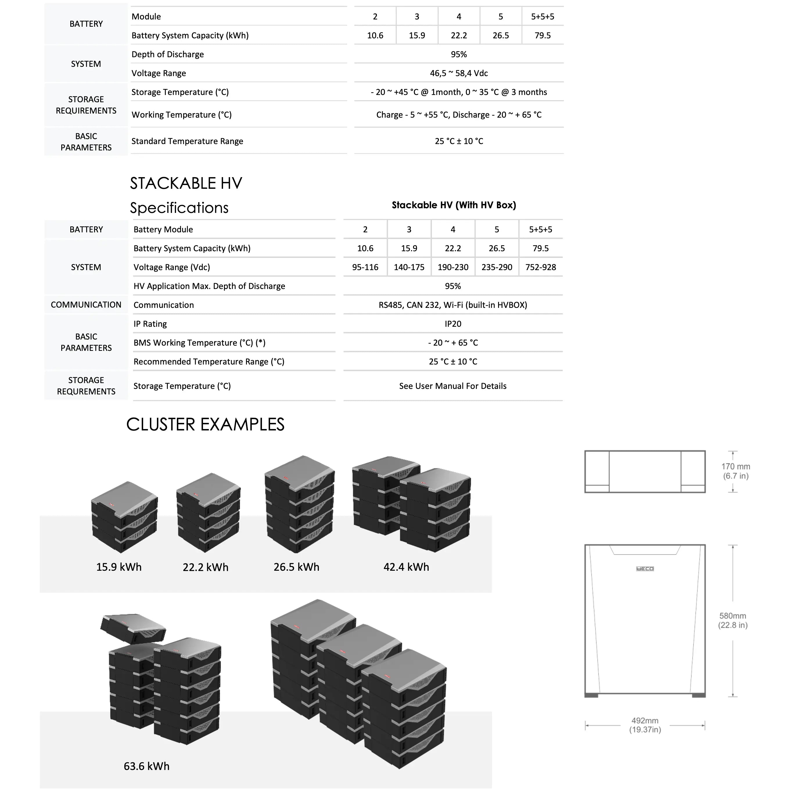 Batteria Weco LV 5K3-XP 5,37kWh compatibile con Inverter Solis 1Ph e ZCS HP