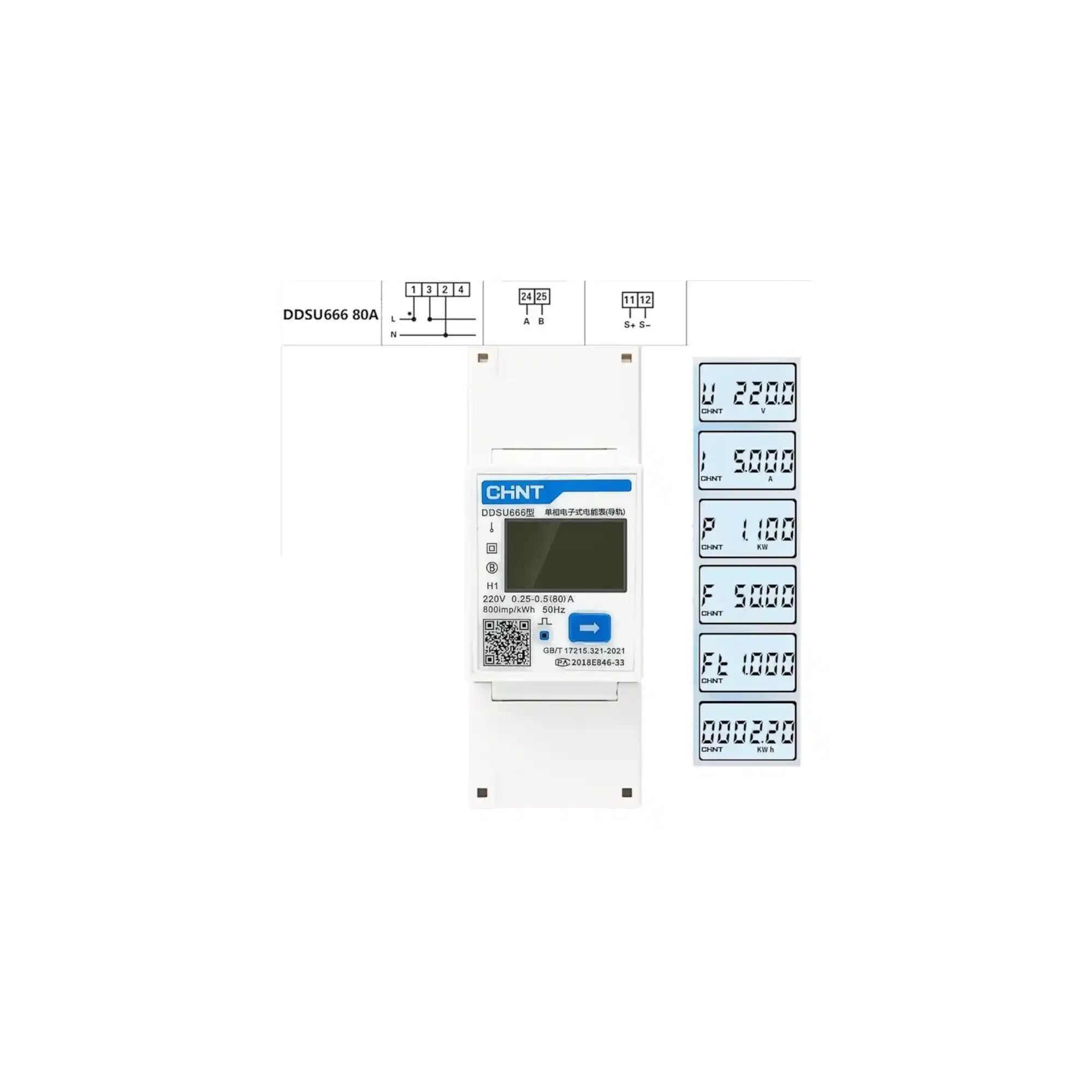 Energy Meter Monofase per Inverter FOX DDSU666