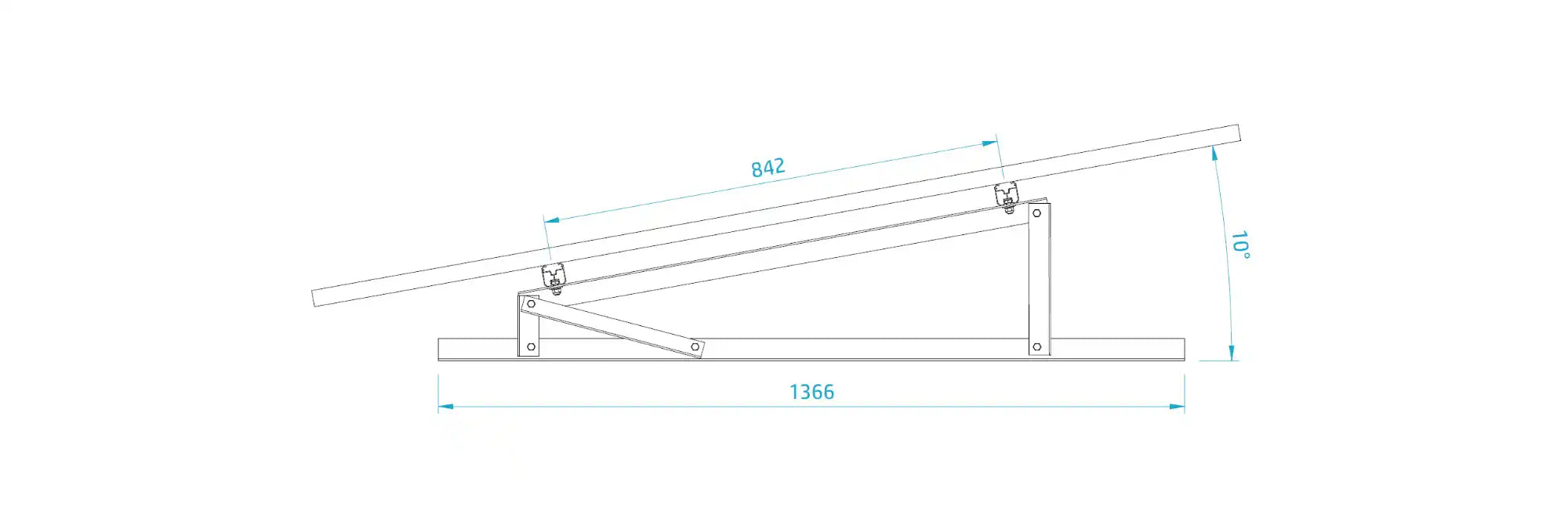 TRIANGOLO IN ALLUMINIO - TILT 10° MODULO IN VERTICALE - PTR.10.02