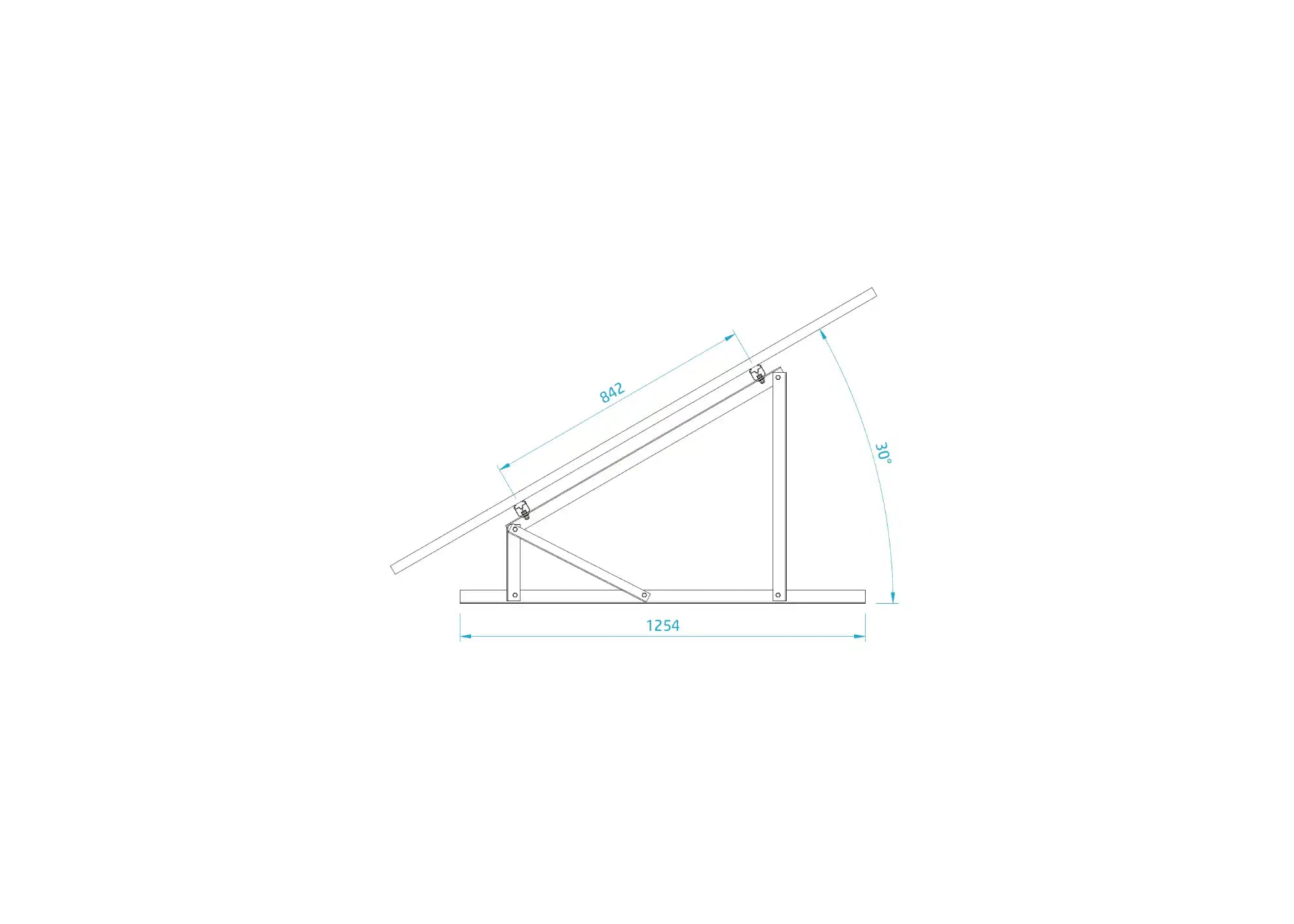 TRIANGOLO IN ALLUMINIO - TILT 30° MODULO IN VERTICALE - PTR.30.02