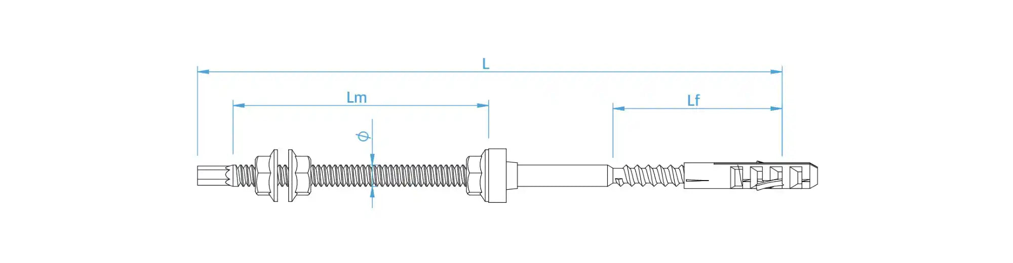 VITONE AUTOFILETTANTE DOPPIO FILETTO IN ACC. INOX - PER CALCESTRUZZO - M12 - PVC.M12