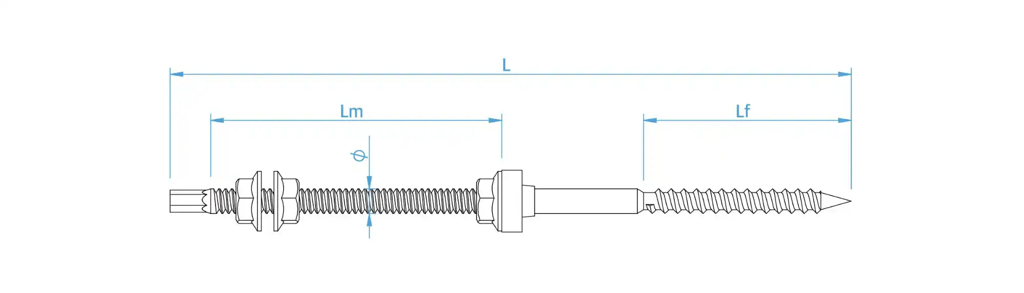 VITONE AUTOFILETTANTE DOPPIO FILETTO IN ACC. INOX - PER LEGNO - M10 - PVL.M10