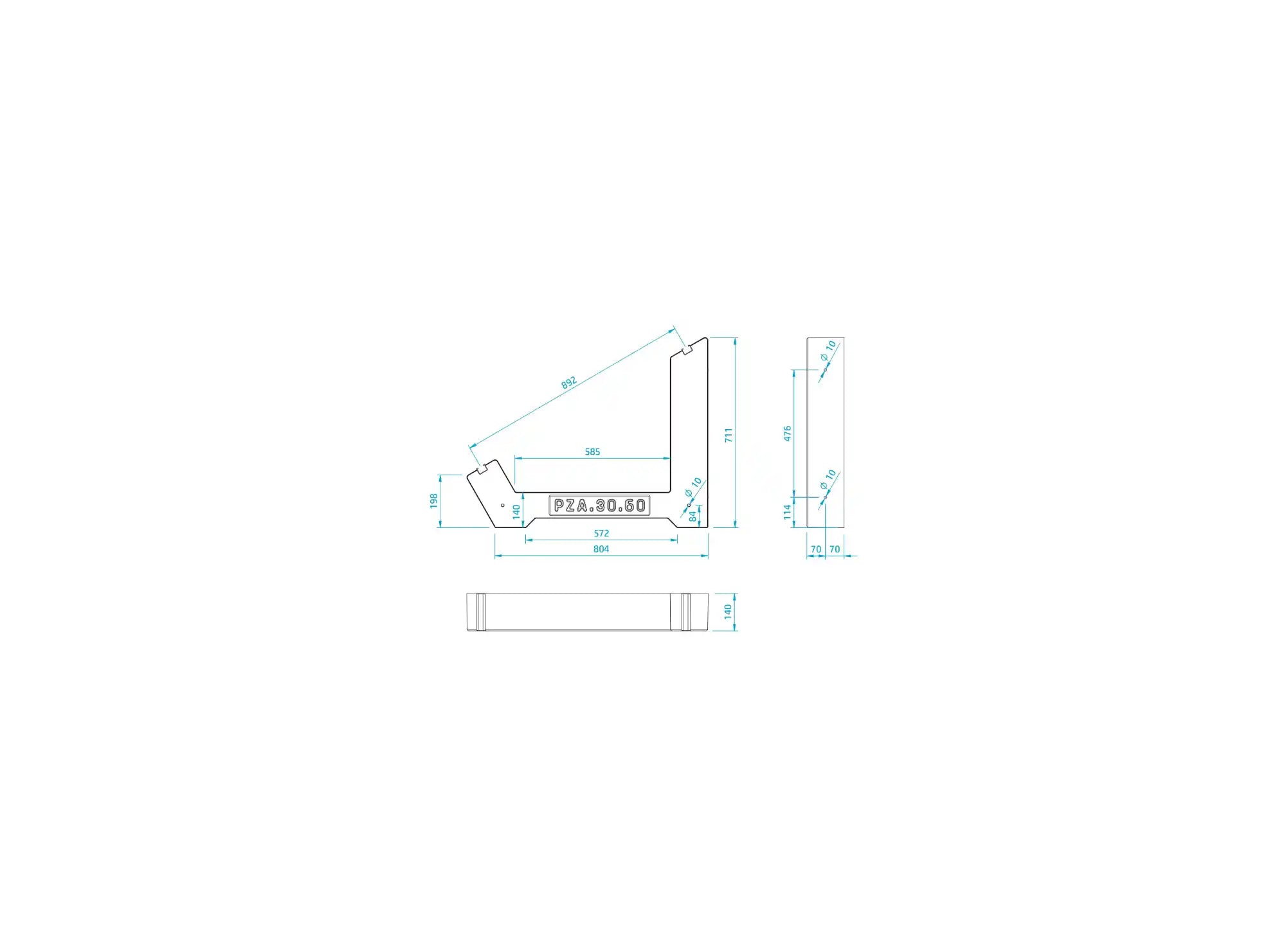 ZAVORRA IN CALCESTRUZZO INCLINATA - TILT 30° - 60 KG - PZA.30.60