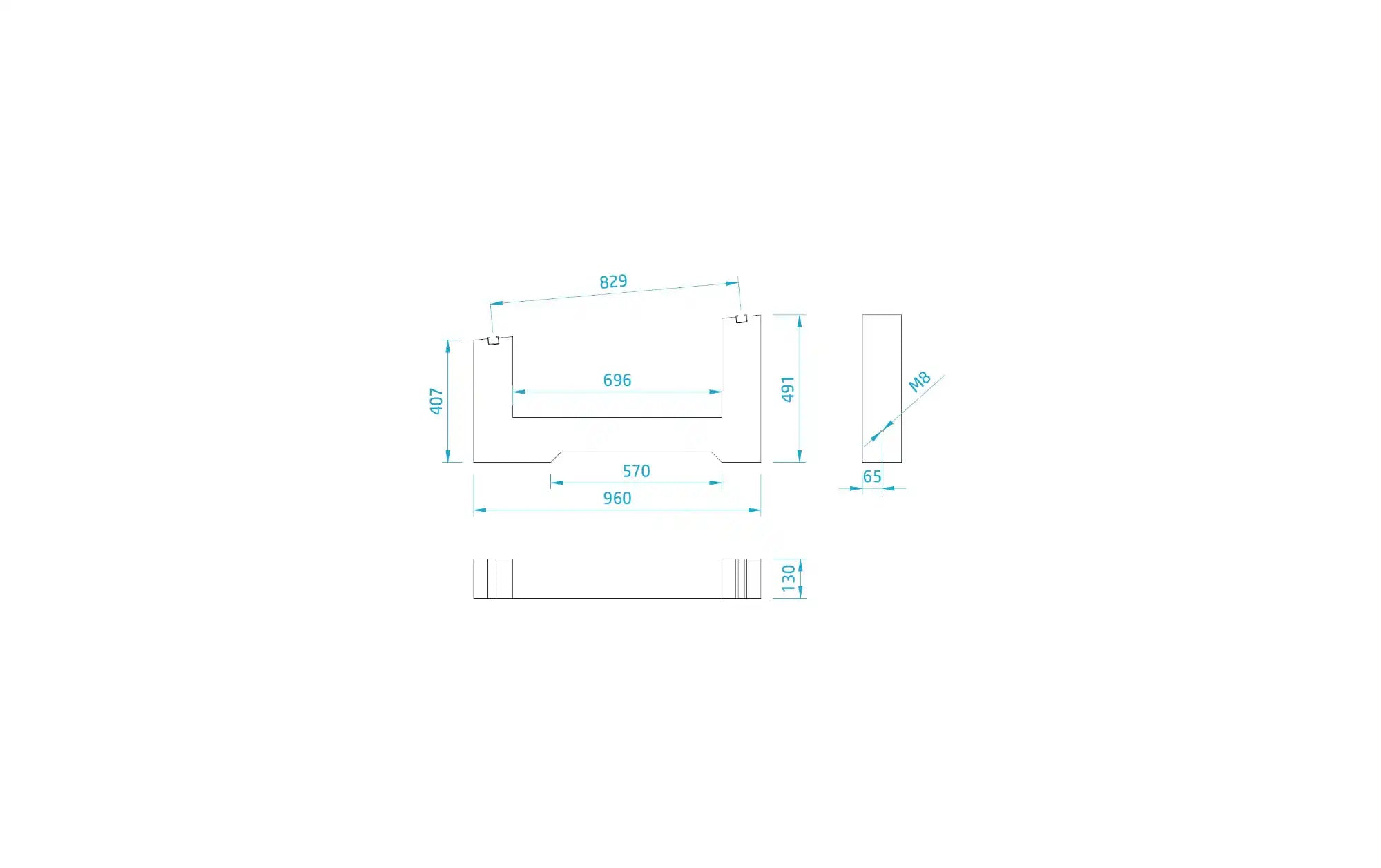 ZAVORRA IN CALCESTRUZZO PER VELA UNICA TERZA FILA - TILT 5° - 65 KG - PZV.05.65TF