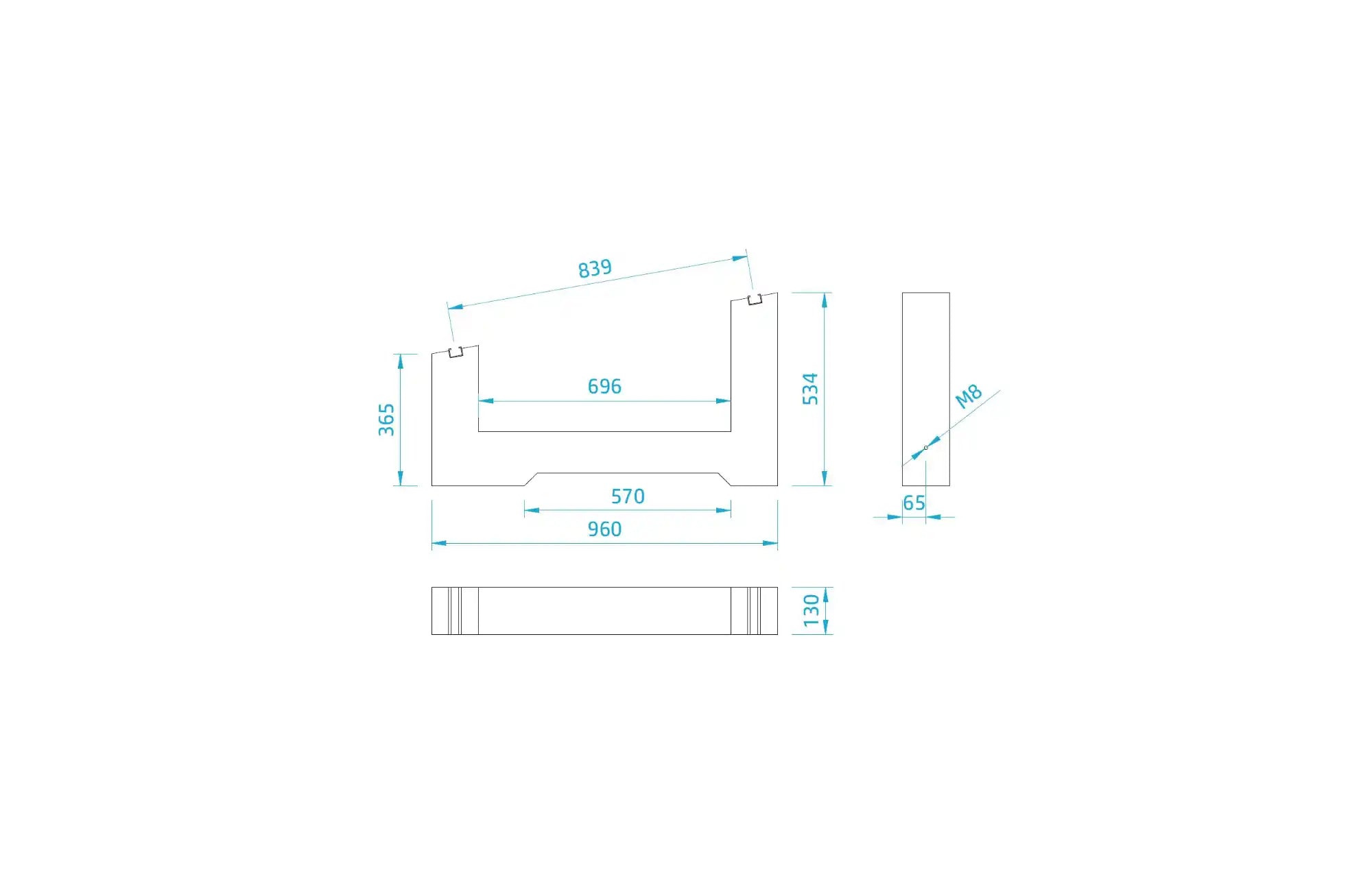 ZAVORRA IN CALCESTRUZZO PER VELA UNICA SECONDA FILA - TILT 10° - 65 KG - PZV.10.65SF