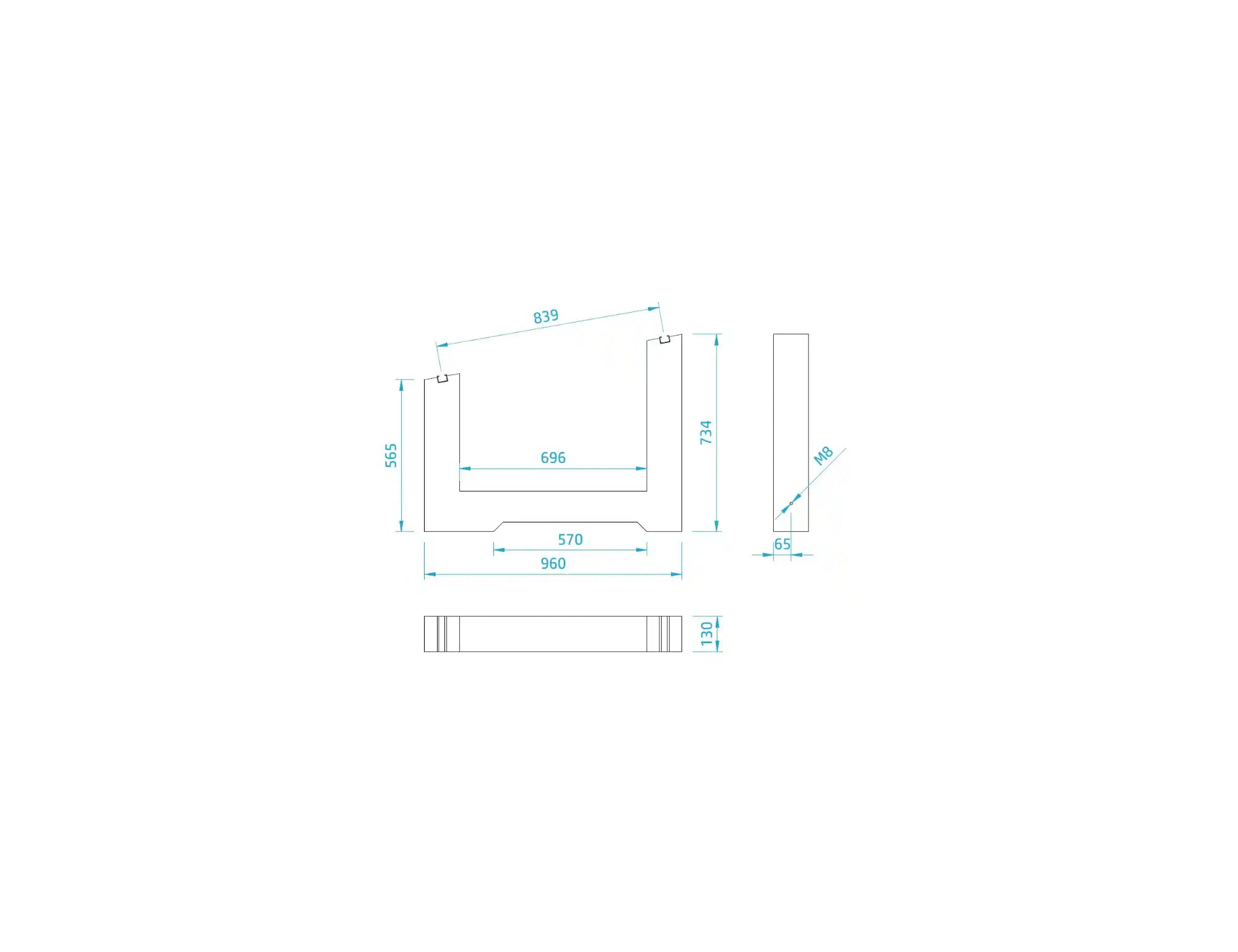 ZAVORRA IN CALCESTRUZZO PER VELA UNICA TERZA FILA - TILT 10° - 80 KG - PZV.10.80TF